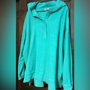 Moco Boutique Oversized Ribbed Button Down Hoodie Like New 2X